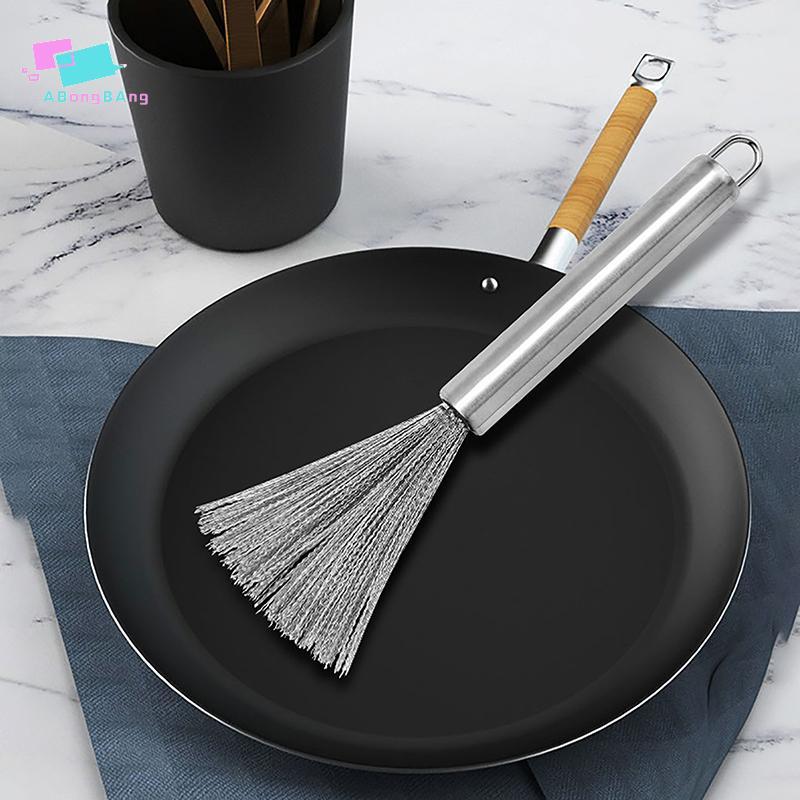 Abongbanghn Aço Inoxidável Pan Escova Tigela Placa Alça Longa Forte Descontaminação Conveniente Pia Rápida Fogão Cozinha
