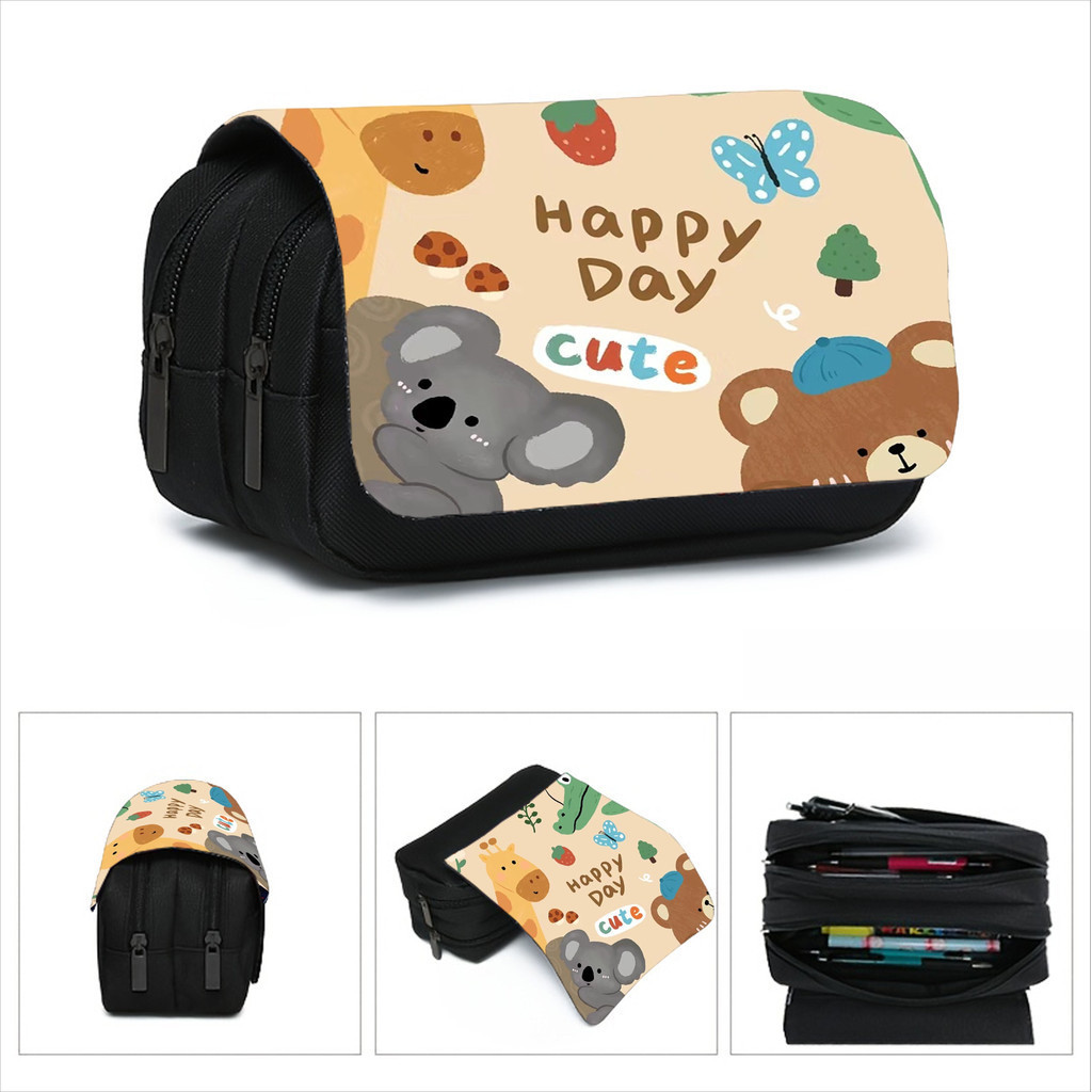 Estojo De Lápis De Camada Dupla Espaçoso Para Animais Pequenos Estudantes Do Ensino Fundamental Bolsa De Armazenamento D