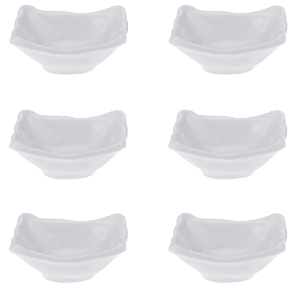 Kit Seis Finger Food de Melamina Quadrado 8,8 x 8,4 x 3,5 cm - 90 ml WECK