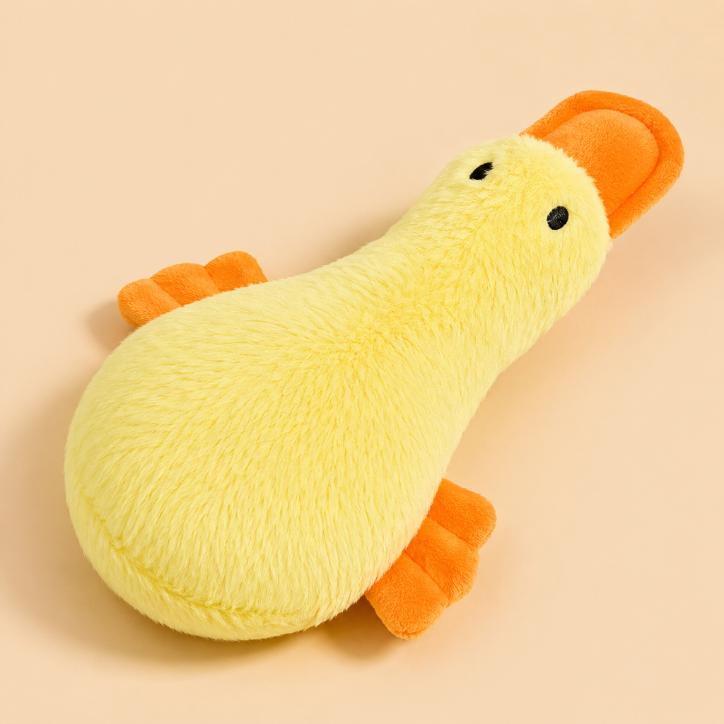Brinquedo Mordedor Pato De Pelúcia Interativo Sonoro para Cães