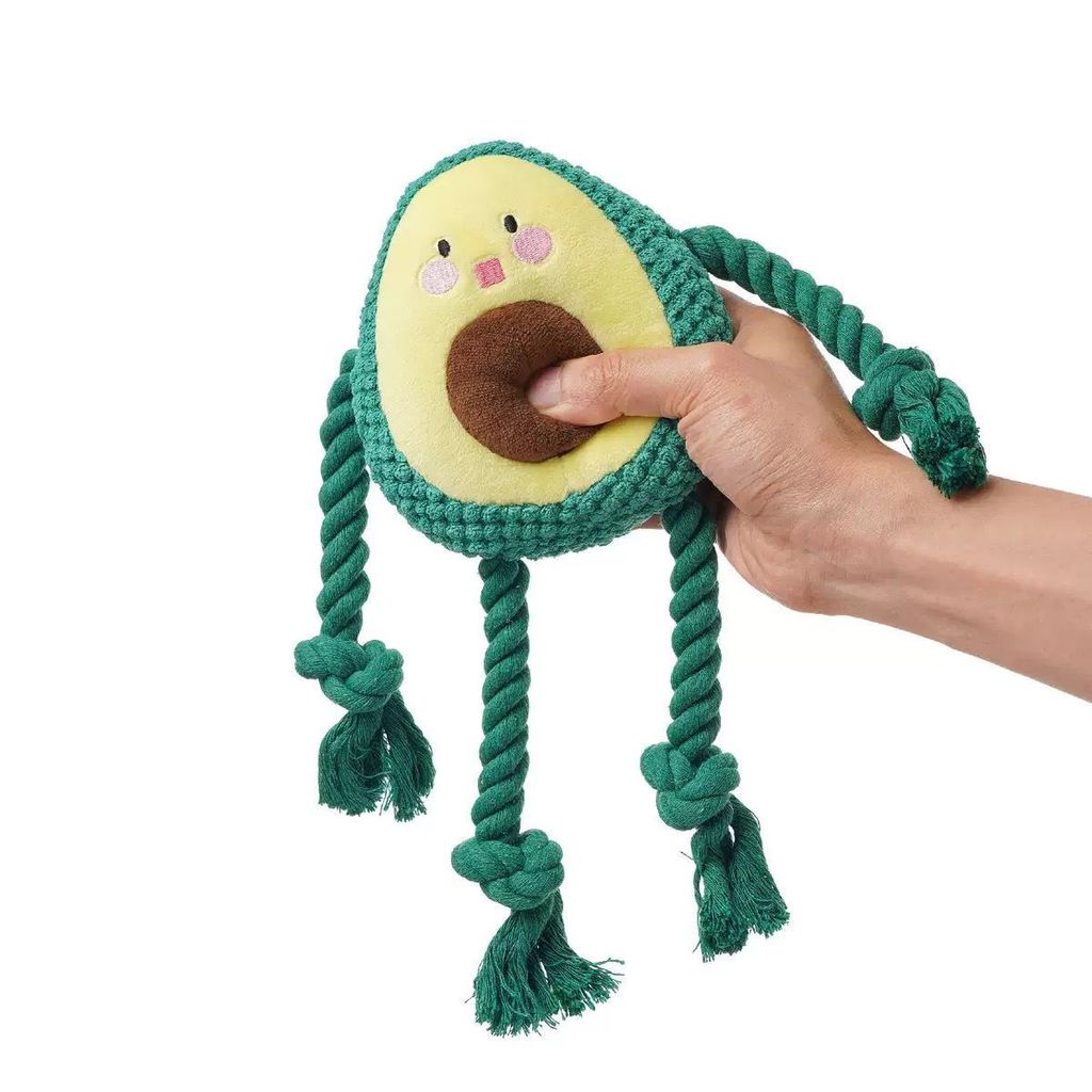 Brinquedo Pet Abacate Pelúcia com Apito Sonoro e Corda – Interativo para Cães e Gatos