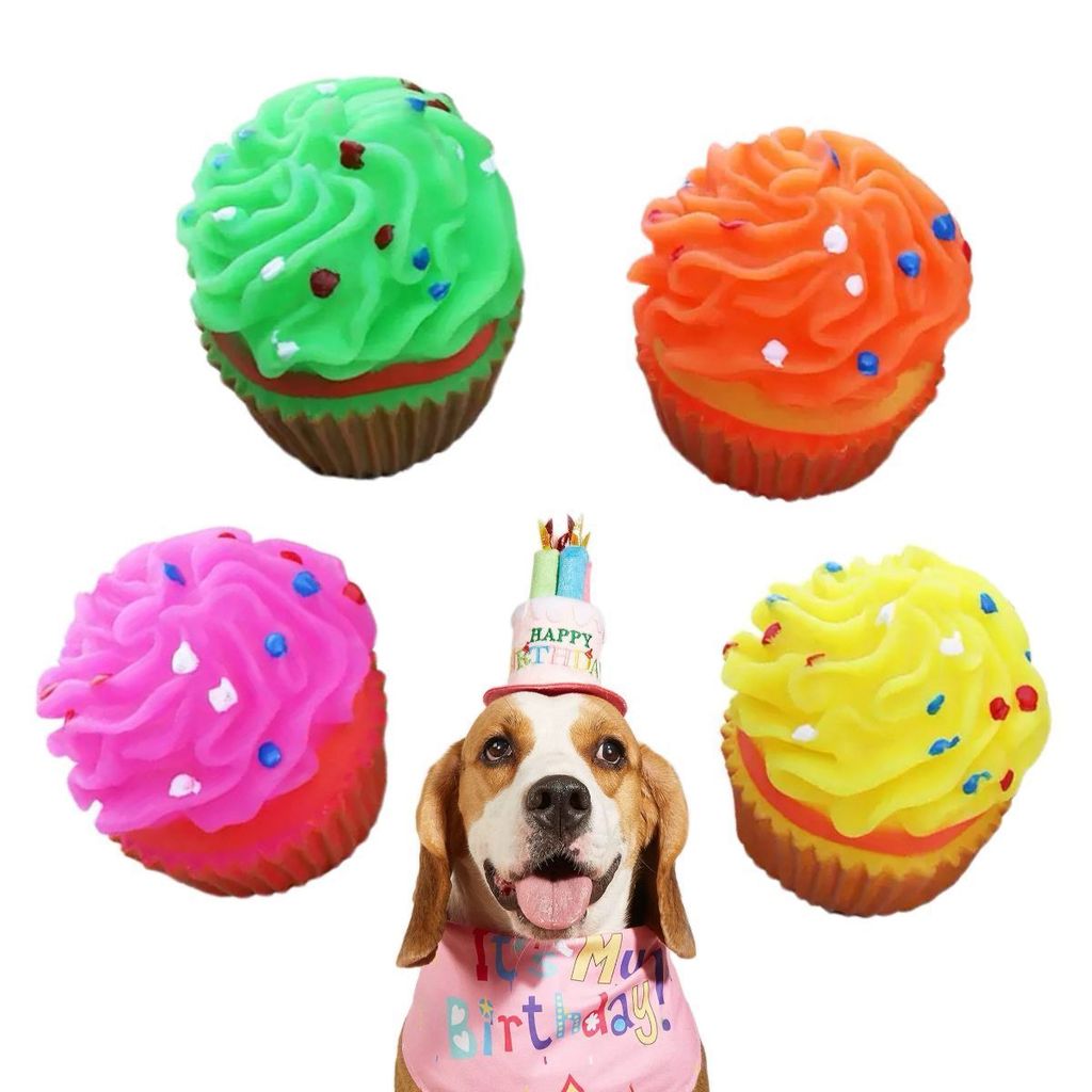 Cupcake com Apito – Brinquedo Sonoro Interativo para Cachorros em Vinil Resistente