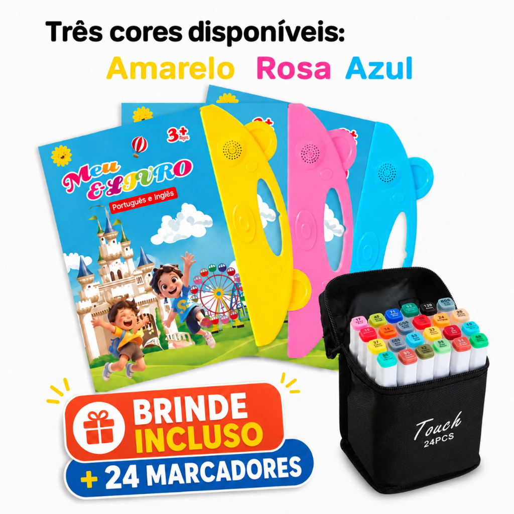 Livro Sonoro Interativo Infantil Bilíngue (Inglês/Português) Brinquedo Educativo Com Toque Inteligente