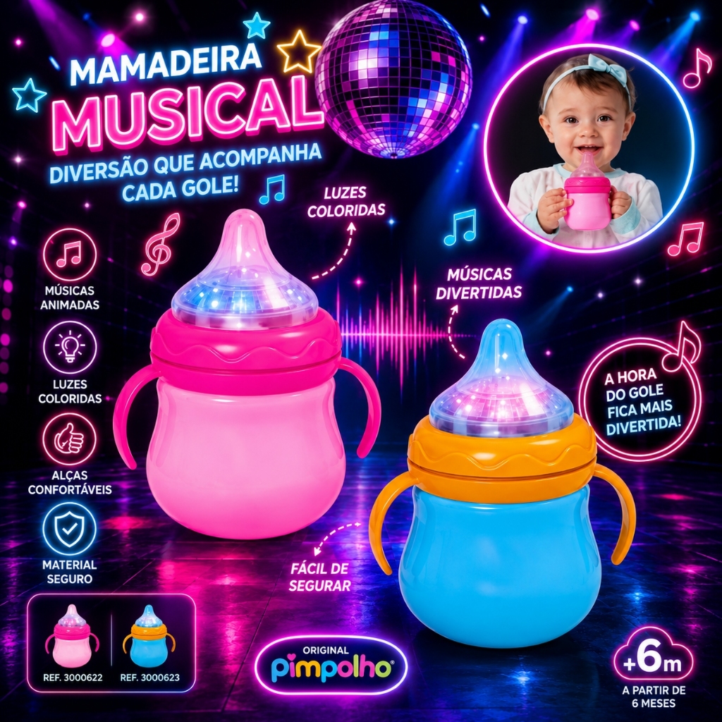 Brinquedo Mamadeira Musical Interativa para Bebê – Brinquedo Sonoro Educativo