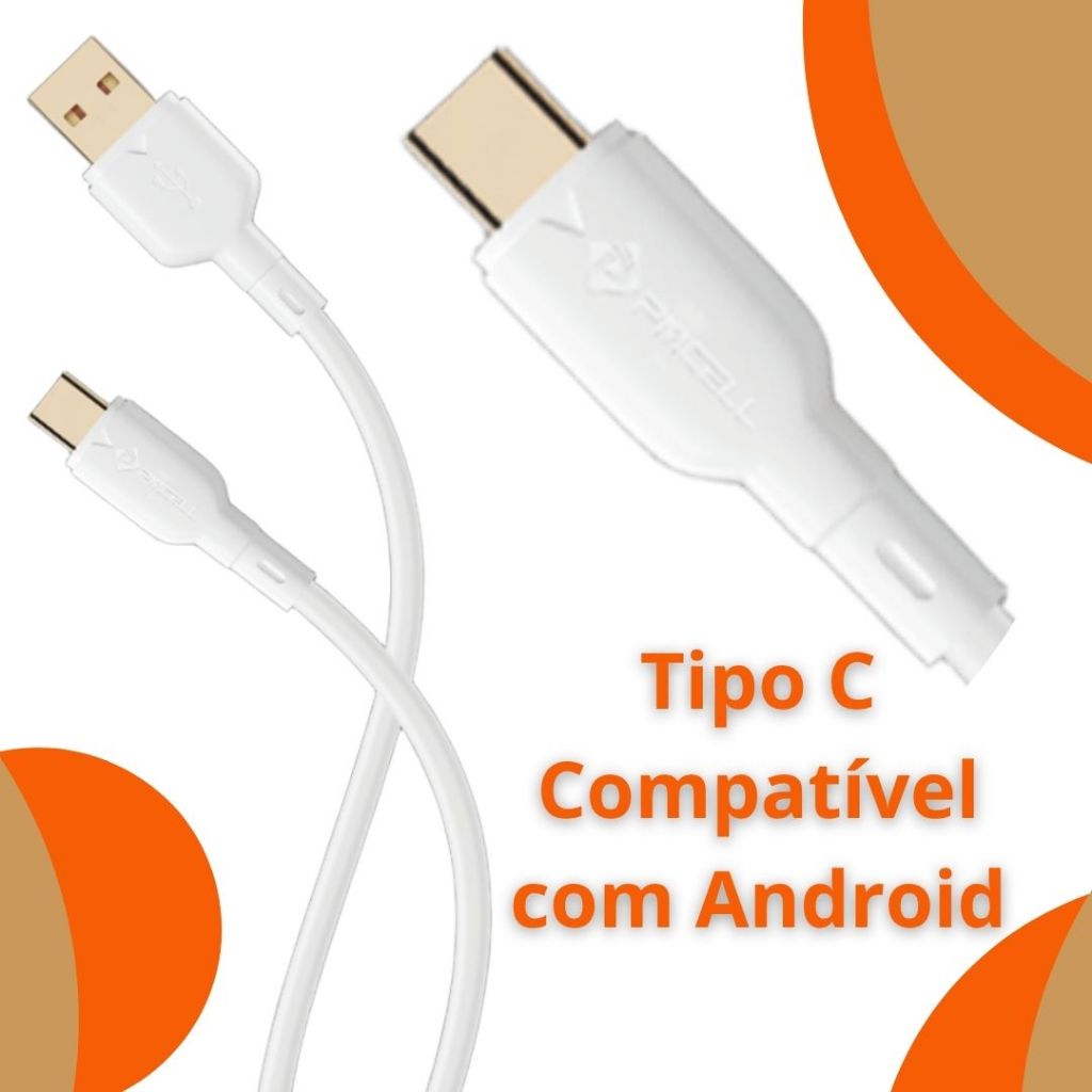 Cabo Carregador Turbo Tipo C 66W 6A USB para Android 1 Metro Reforçado Nylon Transferência 480 Mbps