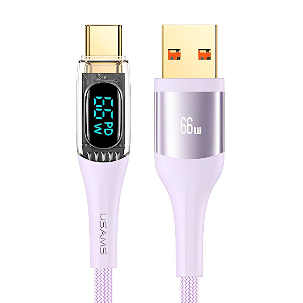 Cabo Usb Usams Usb A pra Tipo C 6A 66W 1.2Metros Púrpura