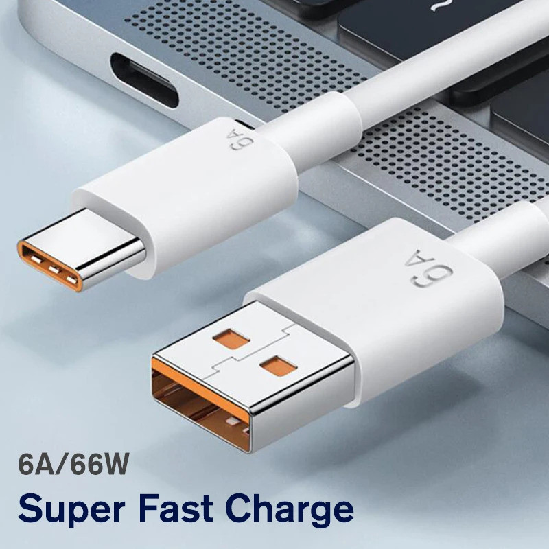 Cabo de Carregamento Super Rápido USB Tipo-C de 2 Metros 6A 66W para Smartphones, e