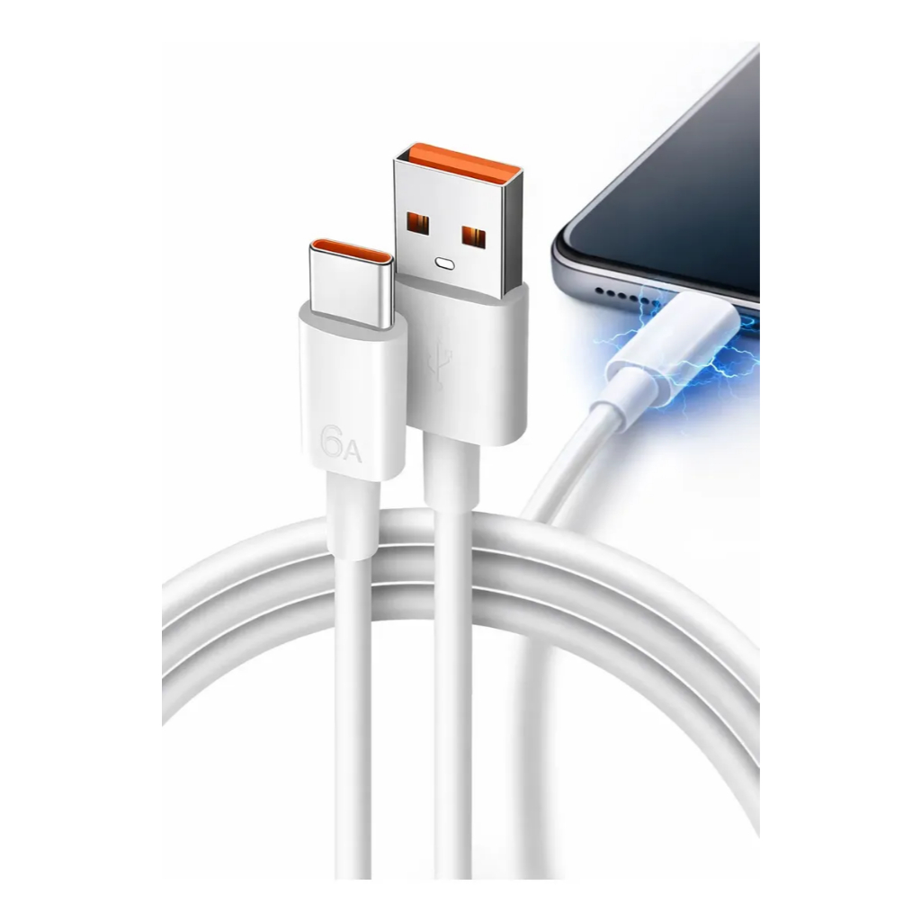 Cabo Carregador Turbo 1 Metro Usb Tipo C 66w Alta Potencia Força 6A Android e Iphone Novos