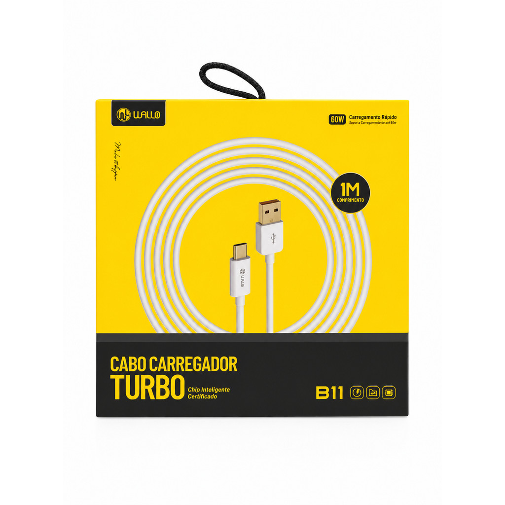 CABO CARREGADOR TURBO WALLO B11 TIPO-C 66W (1 METRO)