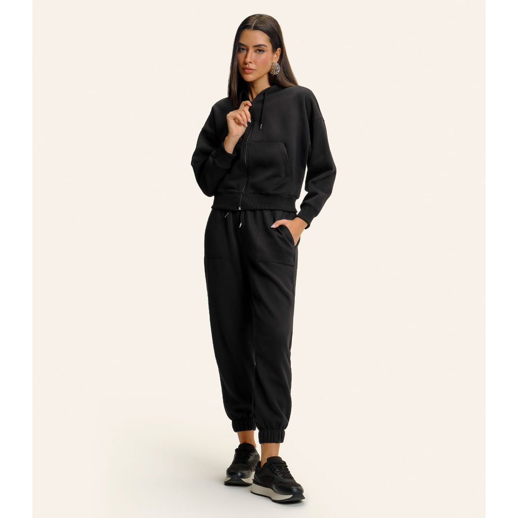 Calça Feminina Moletom Jogger Básico Endless Preto