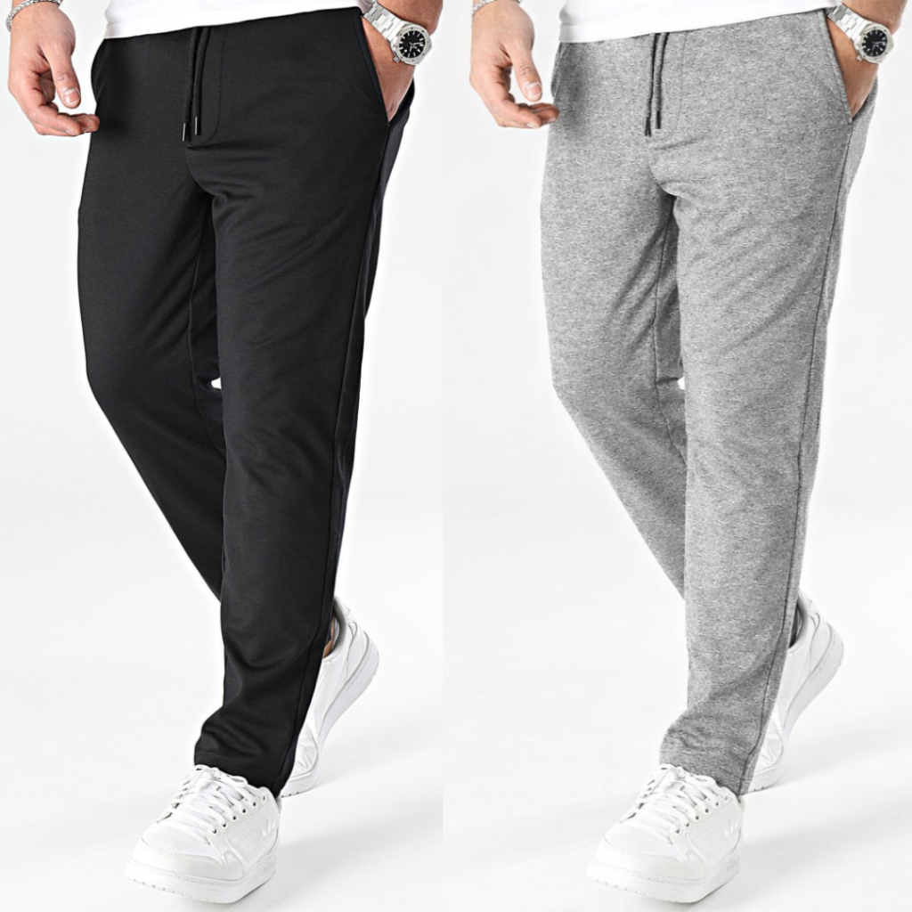 Kit Calças De Moletom Peluciado Masculino Estilo Jogger Preto ou Cinza