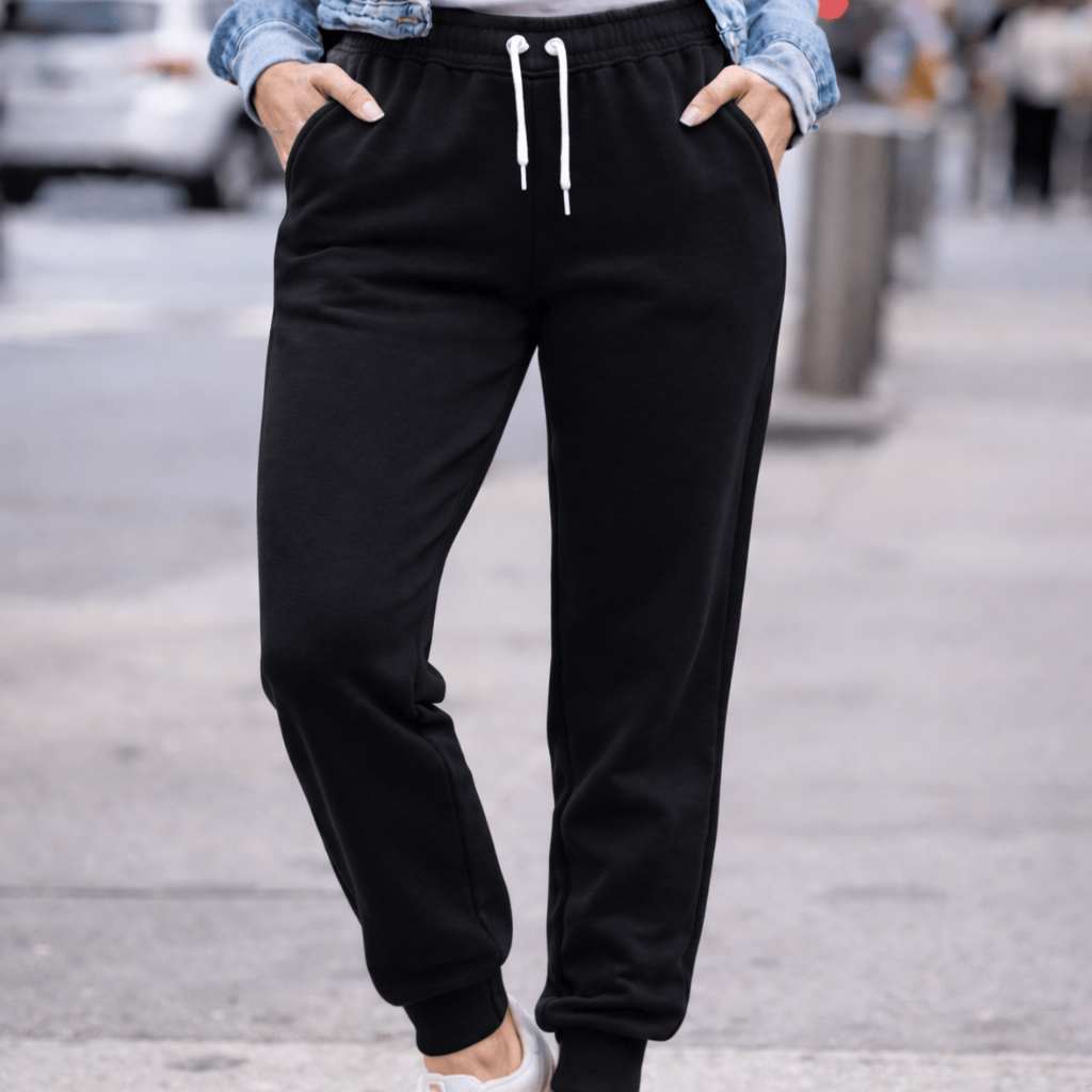 Calça Feminina Moletom jogger Slim Preto e Cinza com 2 Bolsos Envio Imediato - 1 ou 2 Peças