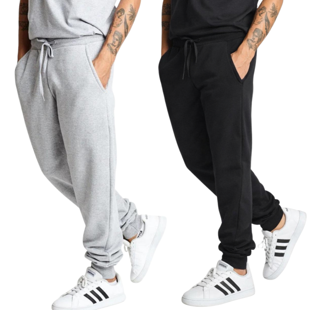Kit Calças De Moletom Peluciado Masculino Estilo Jogger Preto ou Cinza