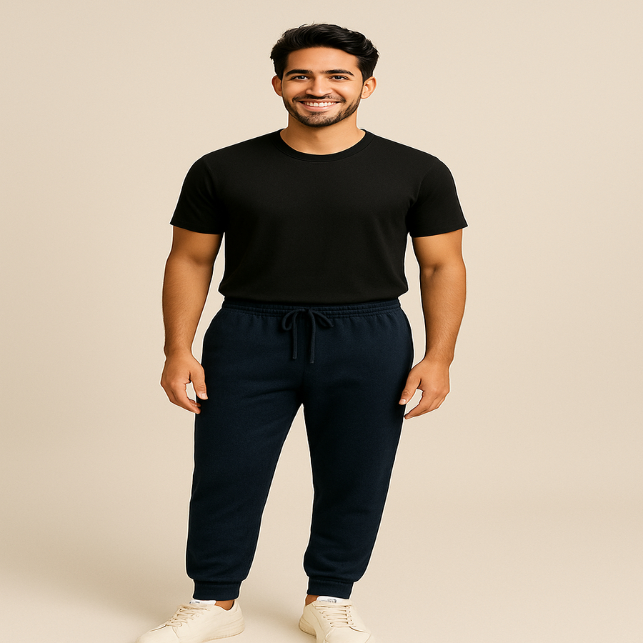Calça Jogger Masculina de Moletom Leve Disponível em cores neutras e versáteis (preto, cinza, azul-marinho e muito mais!