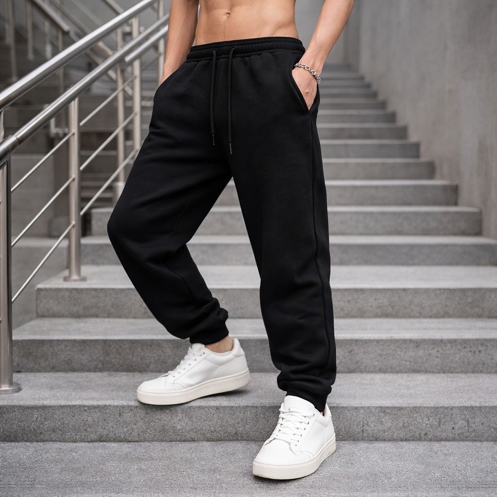 Calça Moletom Premium Jogger Unissex Peluciada Confortavel Inverno Moda Preto Bege Lisa Basica Punho