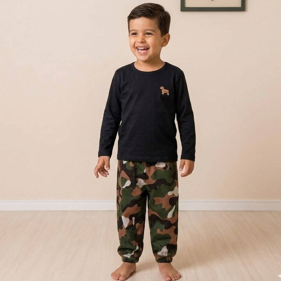 Calça Jogger infantil em moletom  menino camuflado ou liso preto ou azul tamanho 1 ao 10
