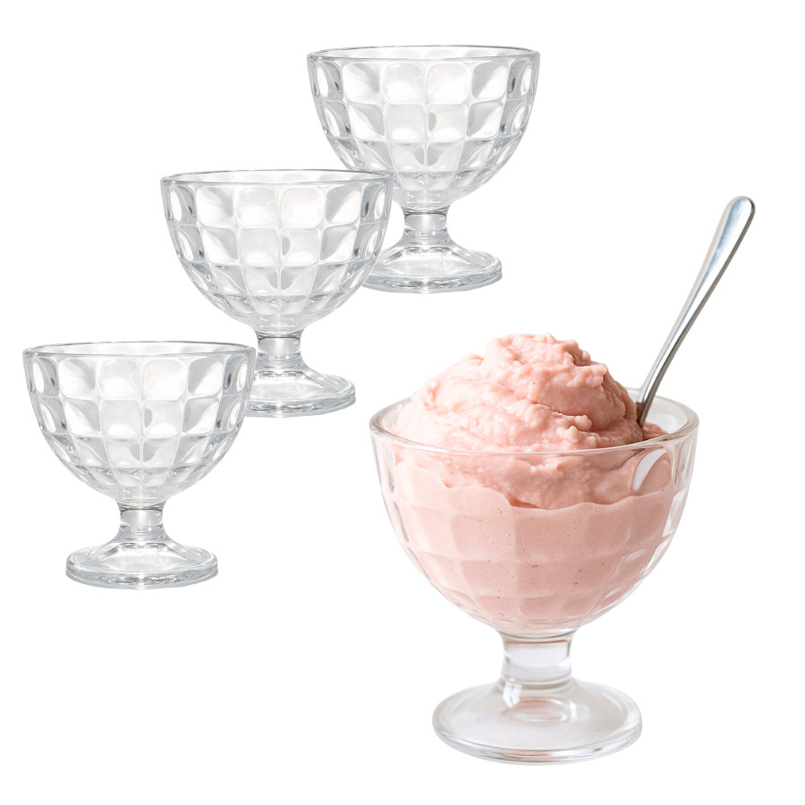 Kit 3 Taças De Vidro Candice Grande Sorvetes Sobremesas Coquitéis 300ml Hauskraft