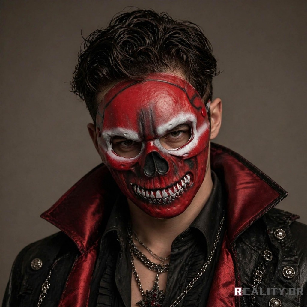 [Realidade] Halloween Skull Facewear Horror Red Hydra Design Cobertura Facial De Para Festas De Fim De Ano E Cosplay