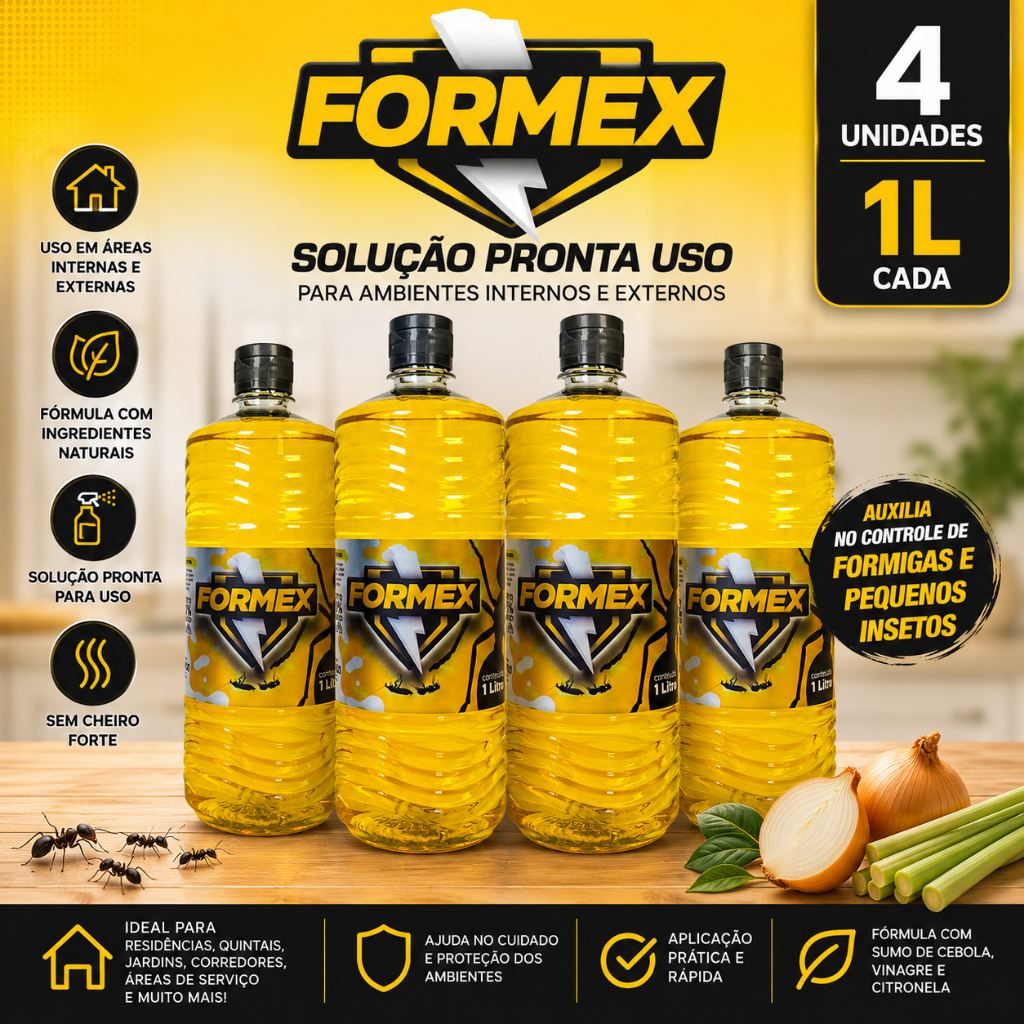 Formex para Formigas e Insetos 4 Litros + 4 Gatilhos Grátis - Sem Cheiro