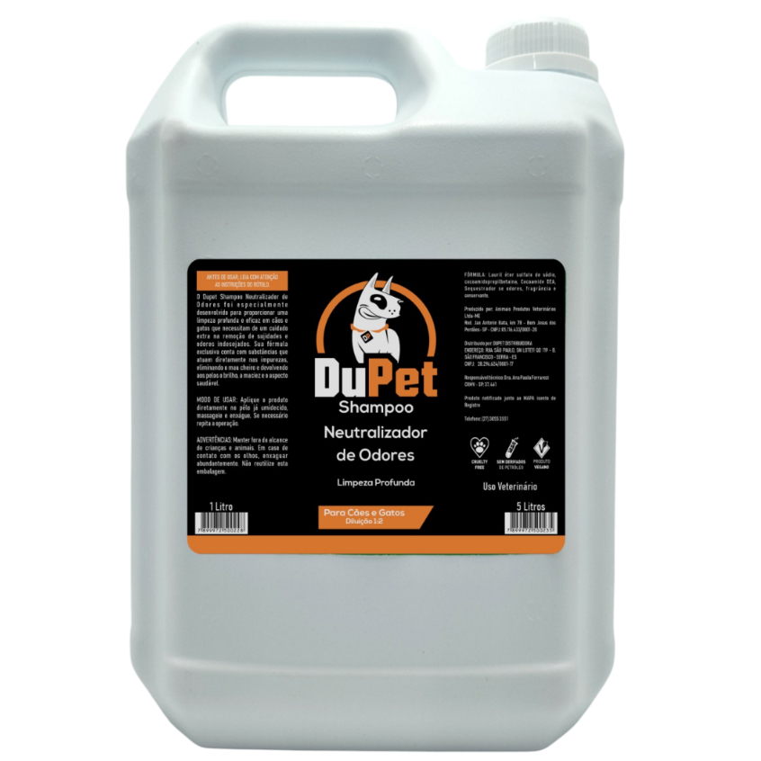 Shampoo DuPet Neutraliza Odor Anti Mau Cheiro Cães 5 Litros - Pet/Cão/Gato - Escolha Variação