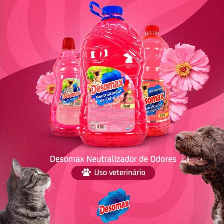 Eliminador de Odores Tira Cheiro Xixi 1 Litro Desomax Limpa Canil Cães Gatos Linha Pet
