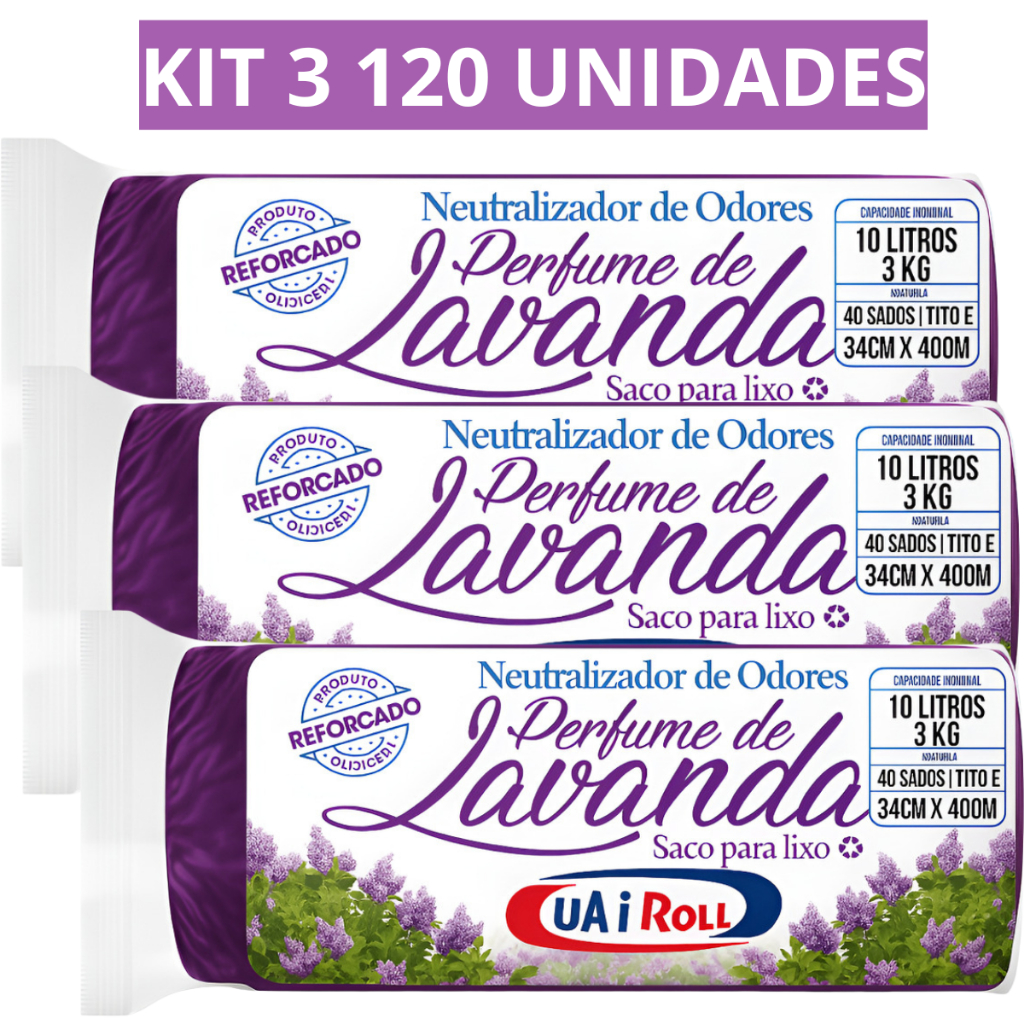 Saco De Lixo Kit 3 Rolos 10 Litros Pia E Banheiro Neutralizador De Odores Com Cheiro De Lavanda