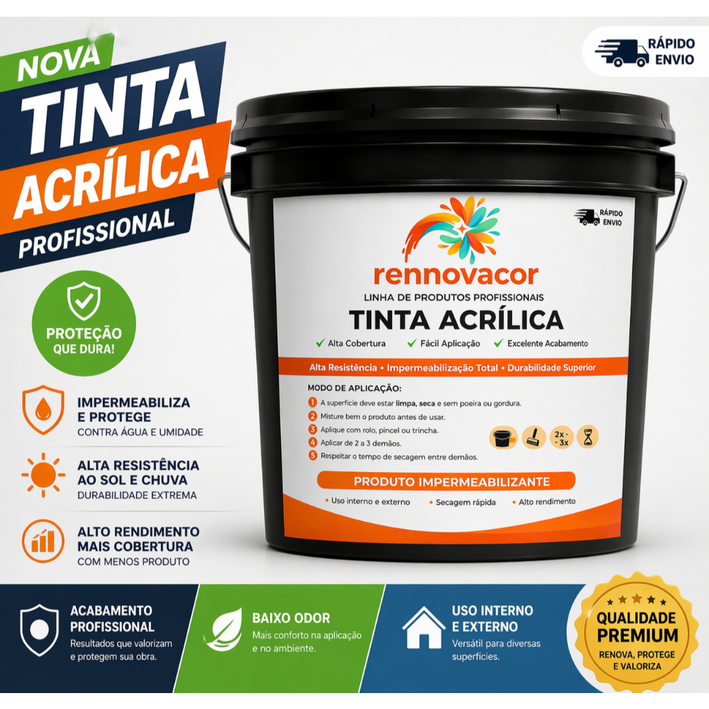 Tinta acrilica para parede 18 litros sem cheiro latex varias cores alta durabilidade