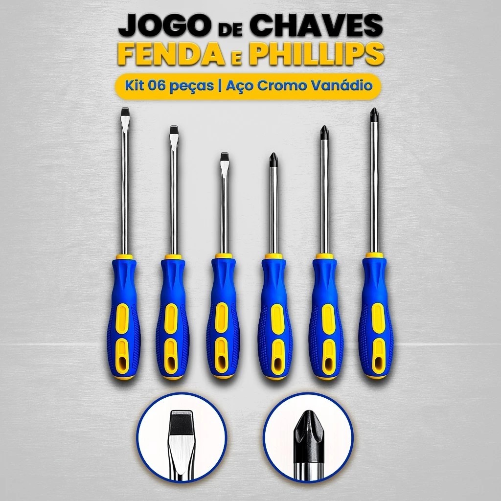6-Piece Phillips and Screwdriver Set – Chrome Vanadium Steel with Magnetic Tip