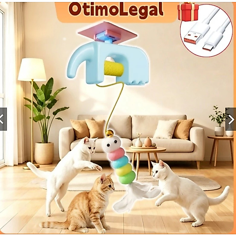 Smart Electric Cat Toy, Automatic Rotating Elastic Rope for Door Hanging, Stress Relief