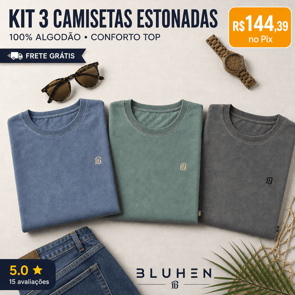Kit 3 Camisetas Estonadas: Estilo E Conforto No Seu Dia Dia