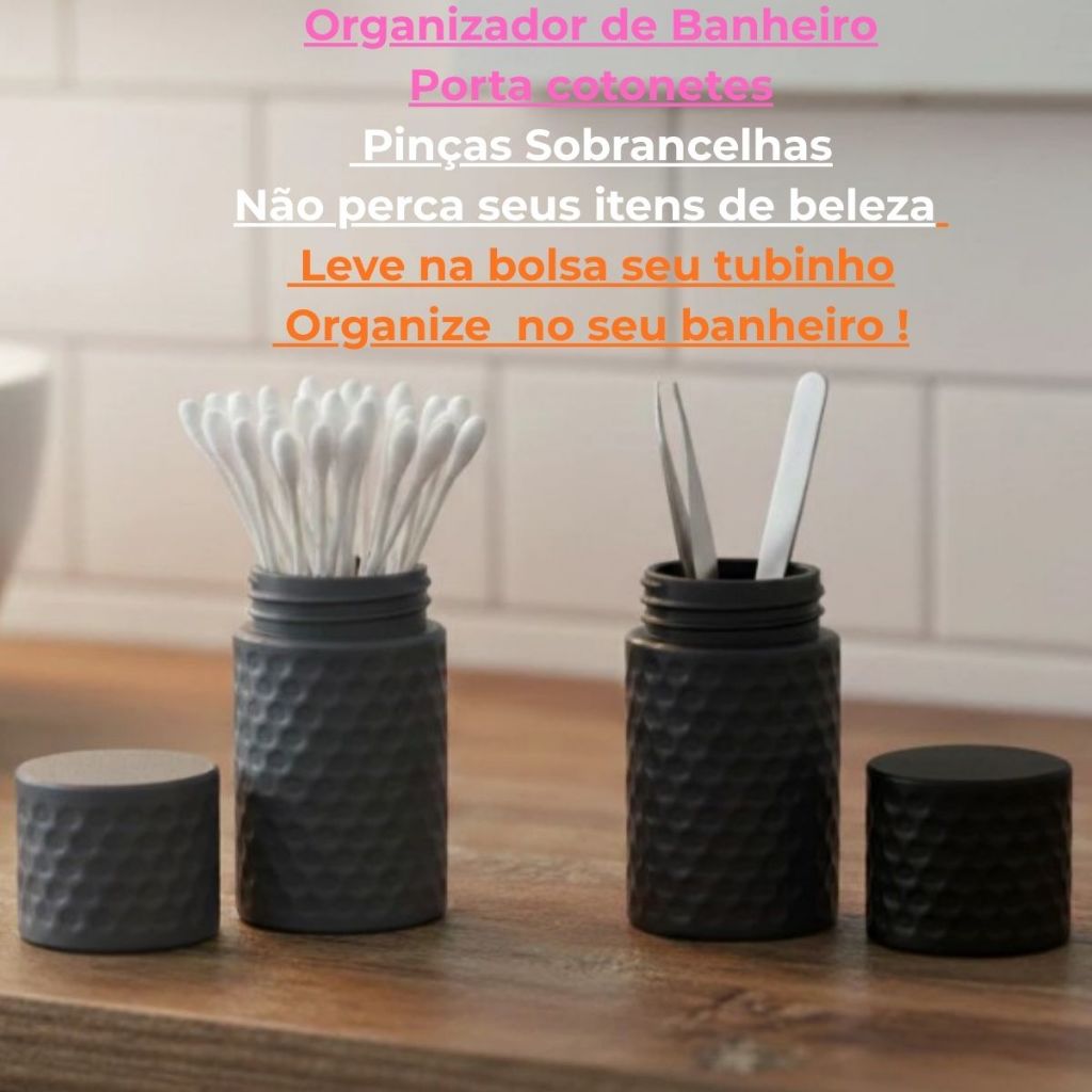 Porta Cotonete Pinça sobrancelhas Organizador de Banheiro Moderno Design Exclusivo e Resistente