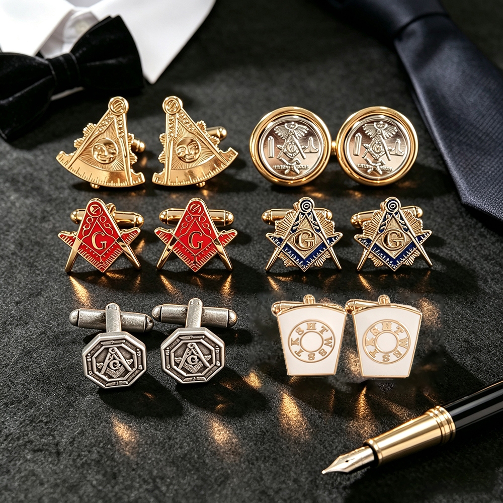 Um Par De Abotoaduras Maçônicas Maçon Ornamentos Comemorativos Acessórios De Roupas Europa Material De Liga De Zinco Qua
