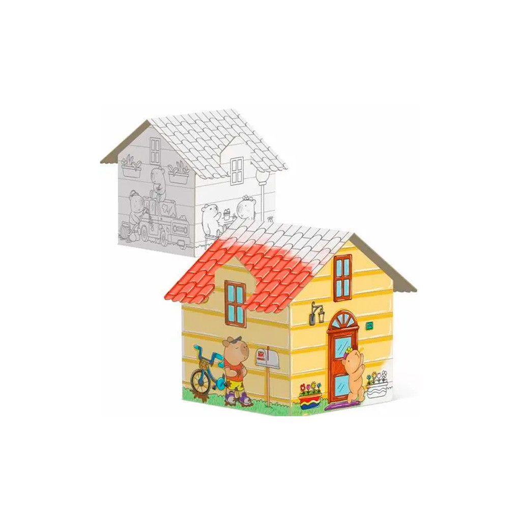 Casinha de Madeira Para Colorir Capivara Cozy & Comfy + 12 Giz de Cera + 12 Cards