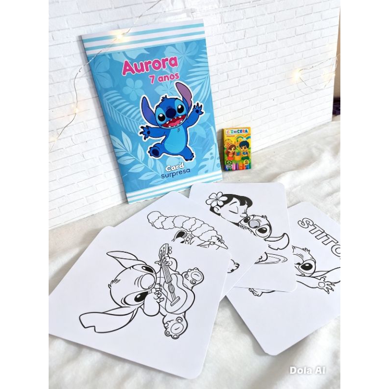 5 Saquinho Card Surpresa +  mini caixinha giz de cera Personalizado