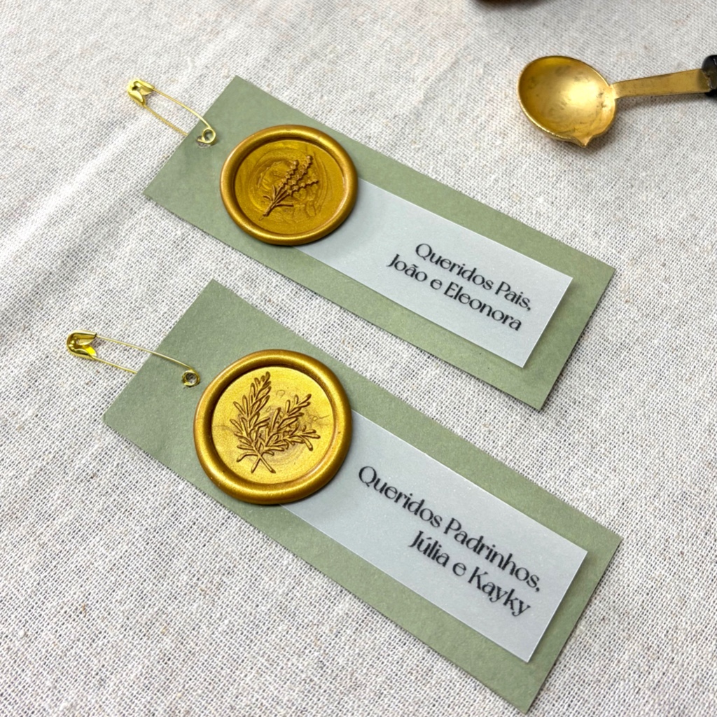 Tag Personalizada com Lacre de Cera para Lembrancinhas de Casamento Padrinhos 15 anos Batizado