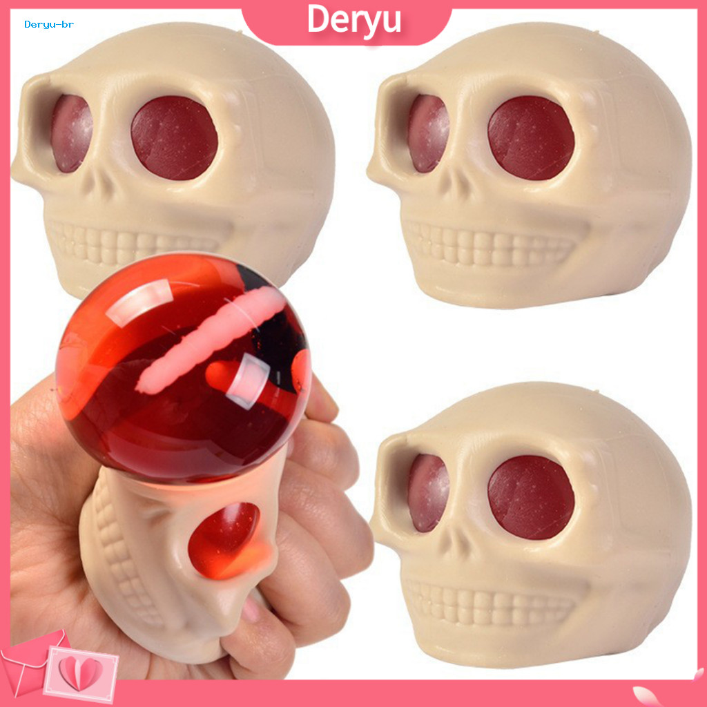 Halloween Toy Squeeze Funny Squeezing Ball Flexible Tpr Skull Stress Relief Vent Doll Quick Recovery Candy Bag Filler Pa