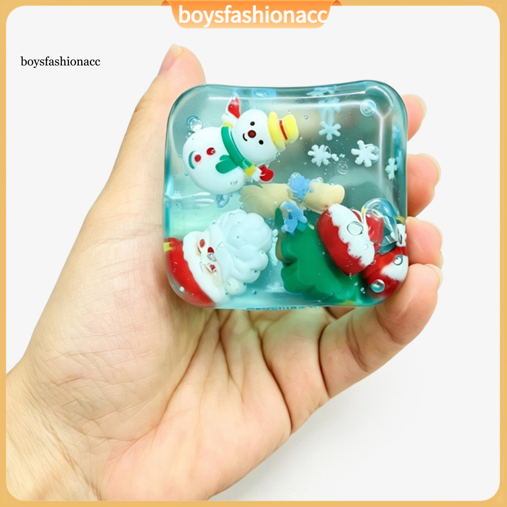 Christmas Stress Relief Toy with Internal Dolls – Transparent Soft Maltose Cube Fidget Portable Decompression for Adul