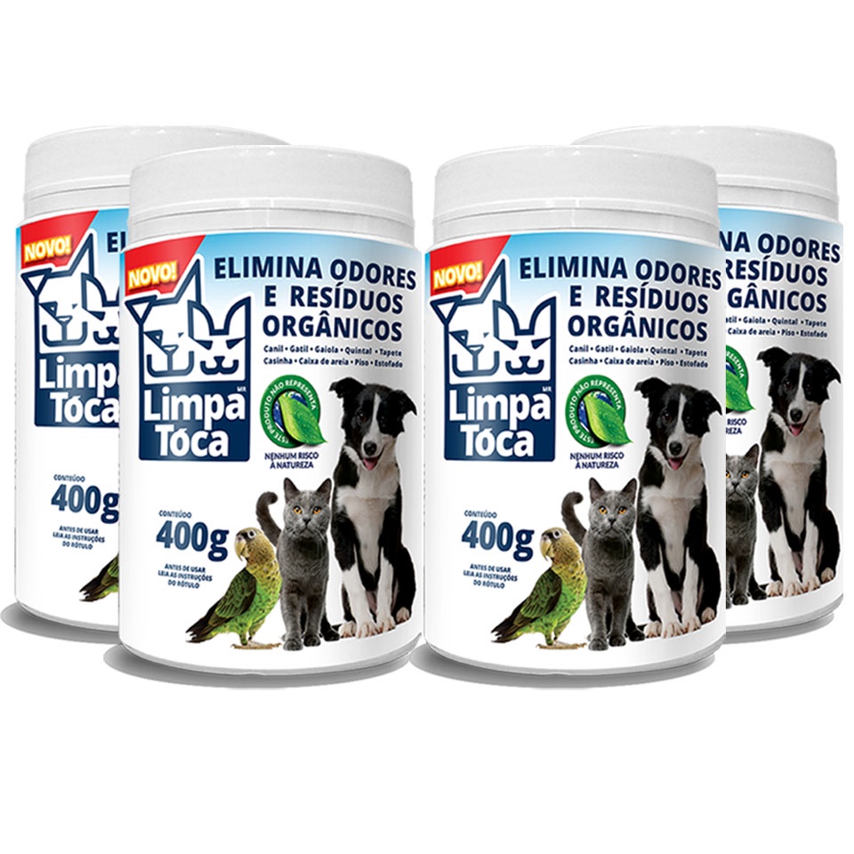 LimpaTóca 400g - Eliminadores de Odores PET - Tira cheiro de xixi - Kit com 4 Limpa Tóca