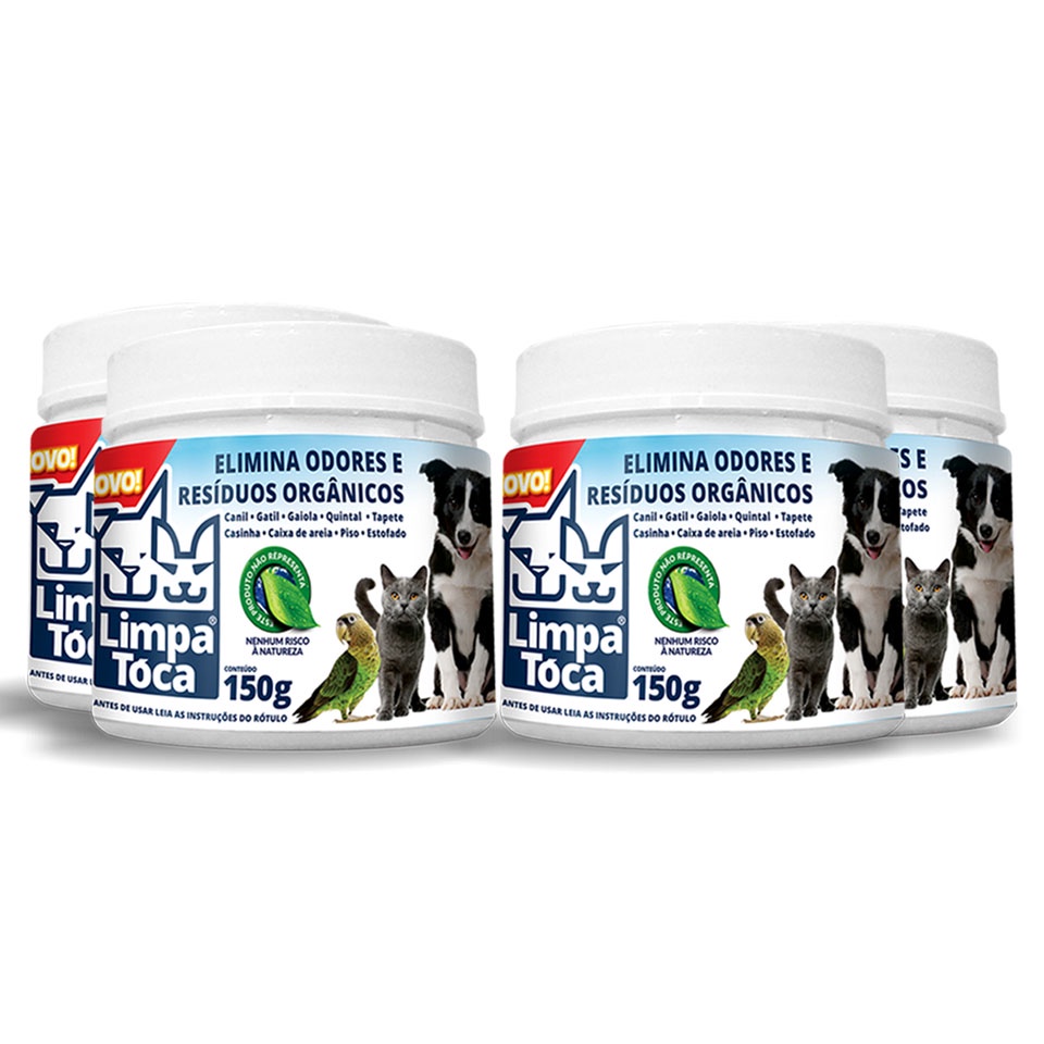 LimpaTóca 150g - Eliminadores de Odores PET - Tira cheiro de xixi - Kit com 4 Limpa Tóca