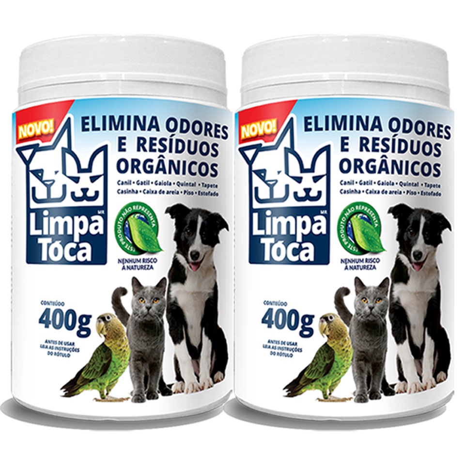 LimpaTóca 400g - Eliminadores de Odores PET - Tira cheiro de xixi - Kit com 2 Limpa Tóca
