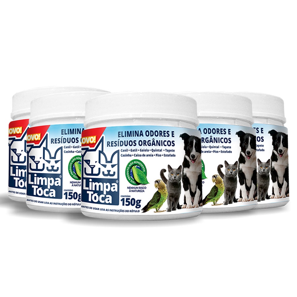 LimpaTóca 150g - Eliminadores de Odores PET - Tira cheiro de xixi - Kit com 5 Limpa Tóca