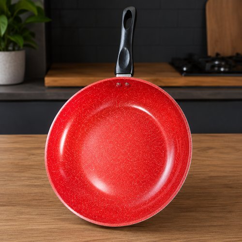 Frigideira Antiaderente Revestida Cerâmica 22cm Vermelha Fácil Limpeza Cozimento Saudável Durável Design Moderno
