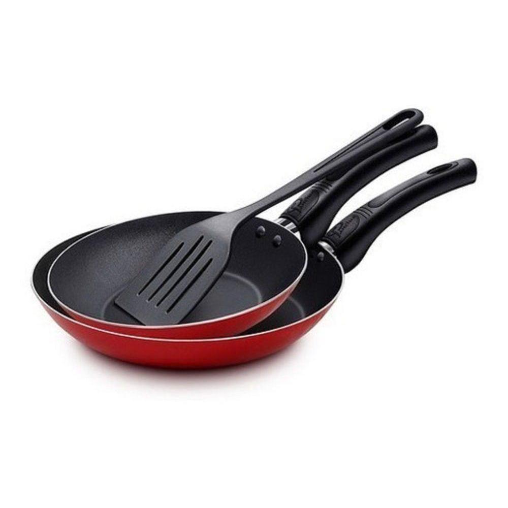 Kit Panelux Cozinha Prática – Frigideiras Francesas Antiaderente 18cm e 22cm Vermelha + Espátula de Nylon