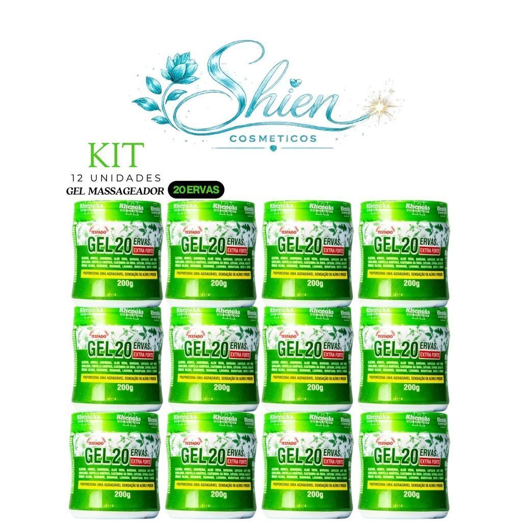 Kit 12 Unidades Gel Massageador Vinte Ervas Rhenuks (Afilhado)