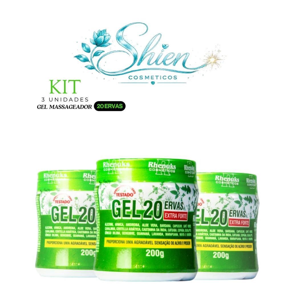 Kit 3 Unidades Gel Massageador Vinte Ervas Rhenuks (Afilhado)