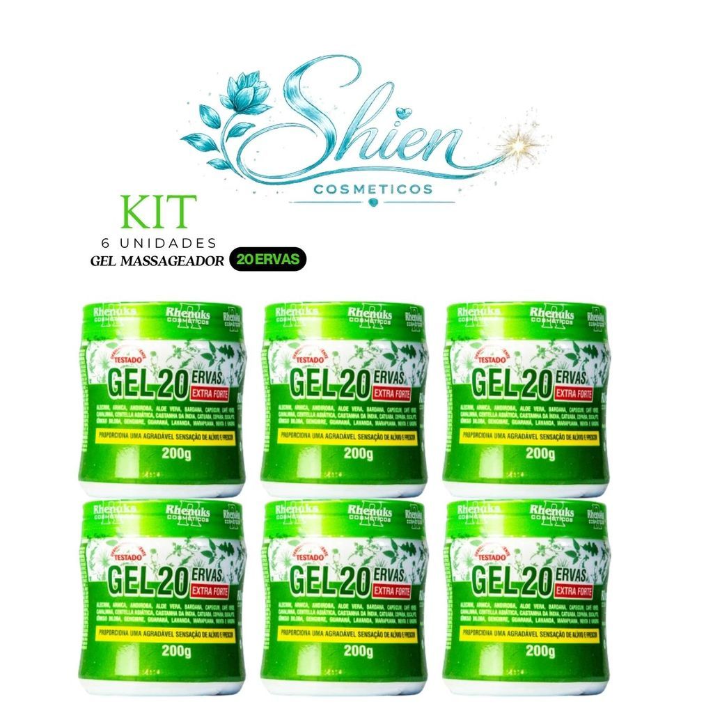 Kit 6 Unidades Gel Massageador Vinte Ervas Rhenuks