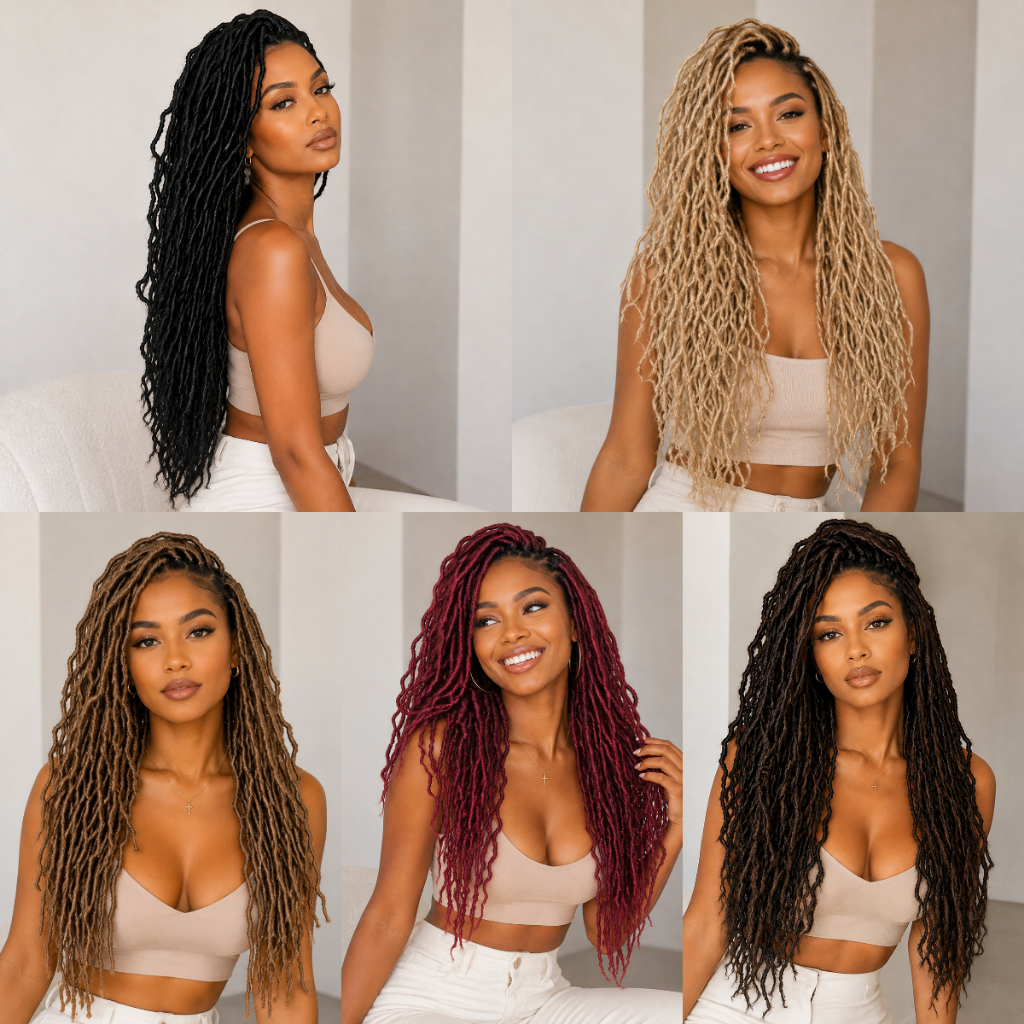 Peruca sintética macia com 20 polegadasde comprimento e 300 g em diversas cores estilo trança deusa dreadlocks femininos