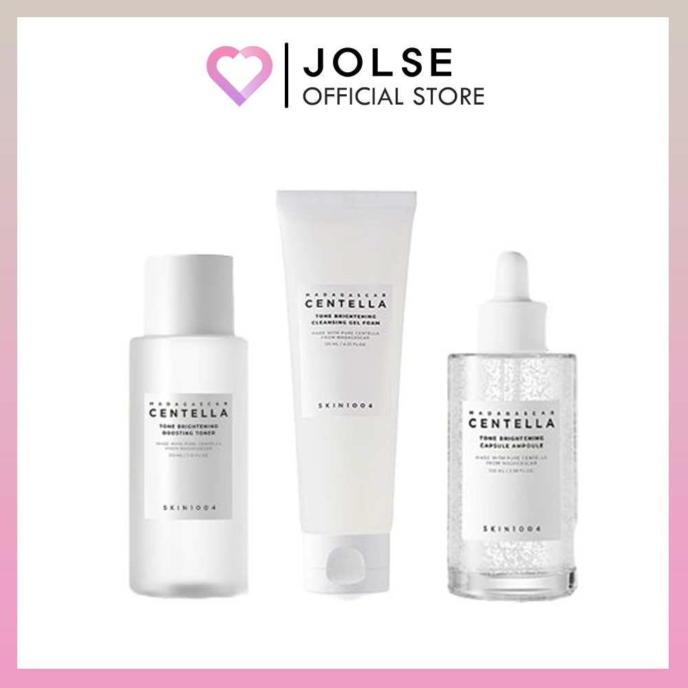 SKIN1004 Madagascar Centella Tone Brightening Capsule Ampola 100ml/Boosting Toner 210ml/Tom Cleansing Gel Espuma 125ml