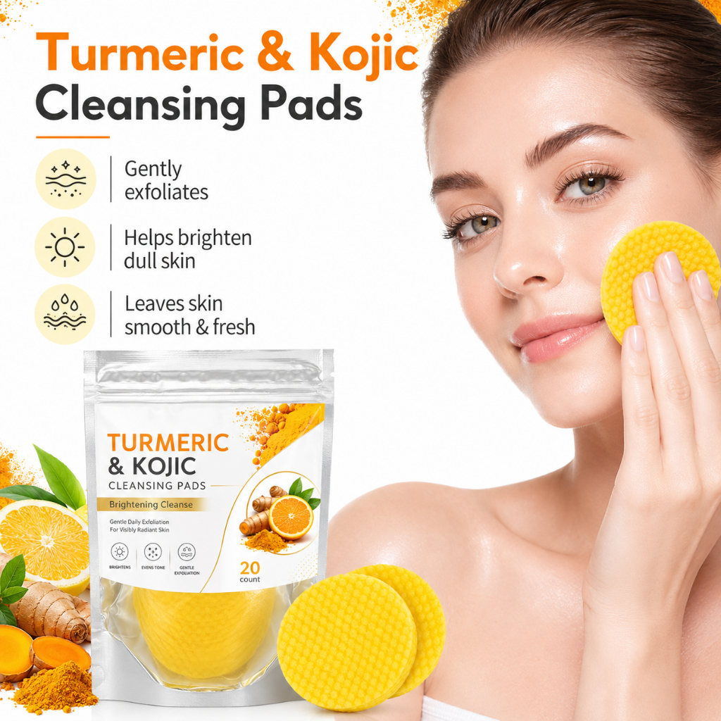 Turmeric Kojic Cleansing Pads Gentle Exfoliate Brightening Facial Pads 20 Count