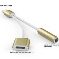 CABO LIGHTNING ADAPTADOR SPLITTER CARREGADOR FONE P2
